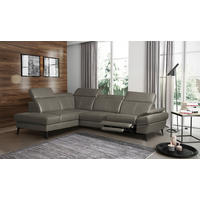 ECKSOFA  in Lederlook Echtleder Schlammfarben  211/264 cm  - Schlammfarben/Schwarz, Design, Leder/Textil (211/264cm) - Livetastic