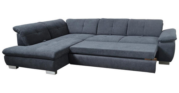 ECKSOFA Dunkelgrau Chenille  - Chromfarben/Dunkelgrau, Design, Textil (313/242cm) - Xora