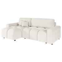ECKSOFA Luki Weiß Bouclé  - Schwarz/Weiß, Design, Kunststoff/Textil (233/142cm) - Livetastic