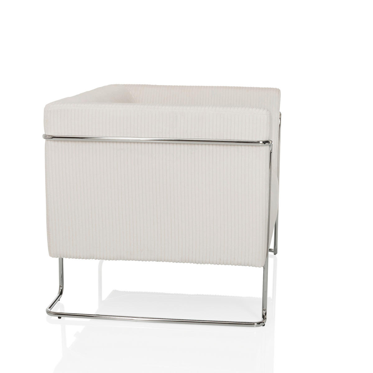 LOUNGESESSEL Cord Weiß    - Silberfarben/Weiß, MODERN, Textil/Metall (88/74/74cm) - MID.YOU