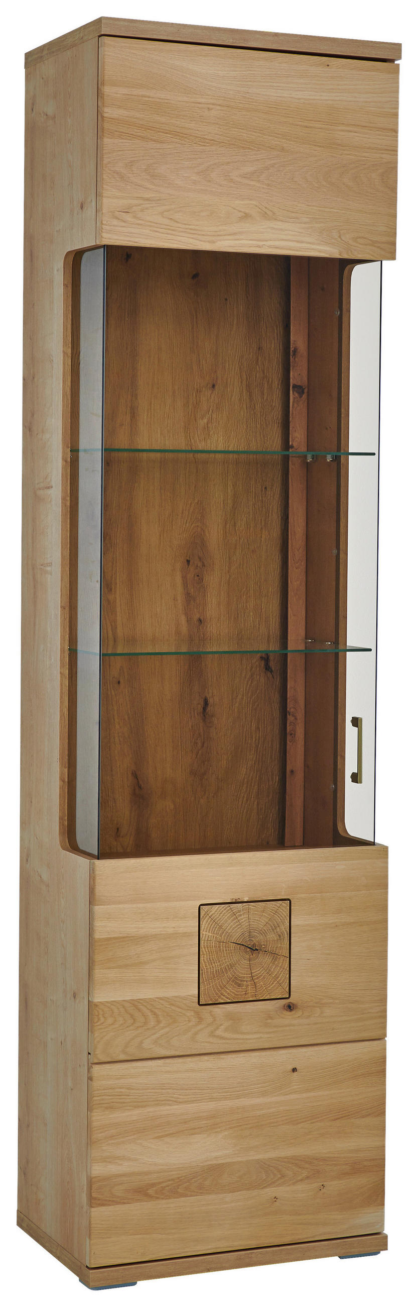 VITRINE massiv Eiche Alteiche  - Alteiche/Silberfarben, Konventionell, Glas/Holz (55/208,6/37,4cm) - Livetastic