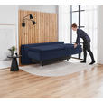 BOXSPRINGSOFA Flachgewebe Dunkelblau  - Schwarz/Dunkelblau, KONVENTIONELL, Textil/Metall (204/93/100cm) - Novel