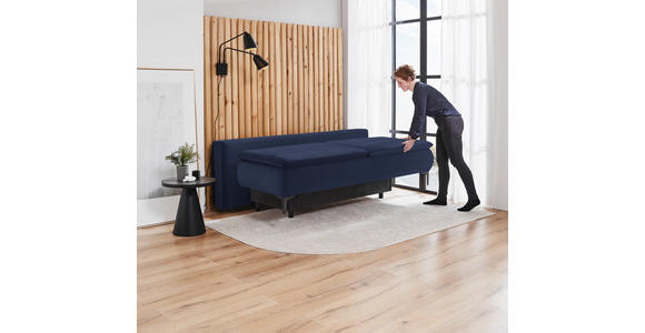 BOXSPRINGSOFA Flachgewebe Dunkelblau - Schwarz/Dunkelblau, KONVENTIONELL, Textil/Metall (204/93/100cm) - Novel