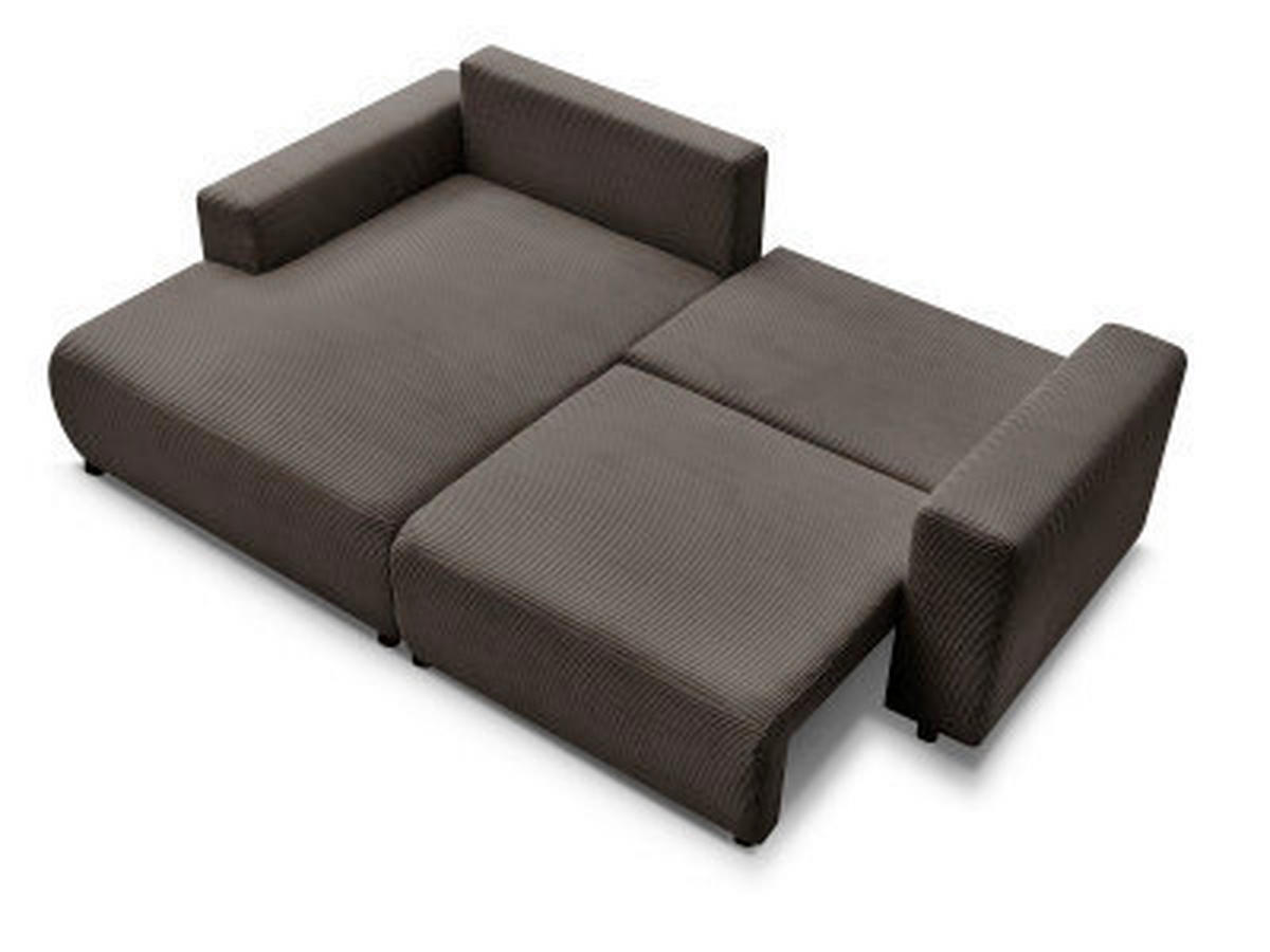 ECKSOFA Ottomane links  ATILLA Taupe Cord  - Taupe/Schwarz, MODERN, Kunststoff/Textil (149/244cm)