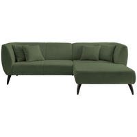 ECKSOFA Dunkelgrün Bouclé Zierkissen  - Dunkelgrün/Schwarz, MODERN, Holz/Textil (264/160cm) - MID.YOU