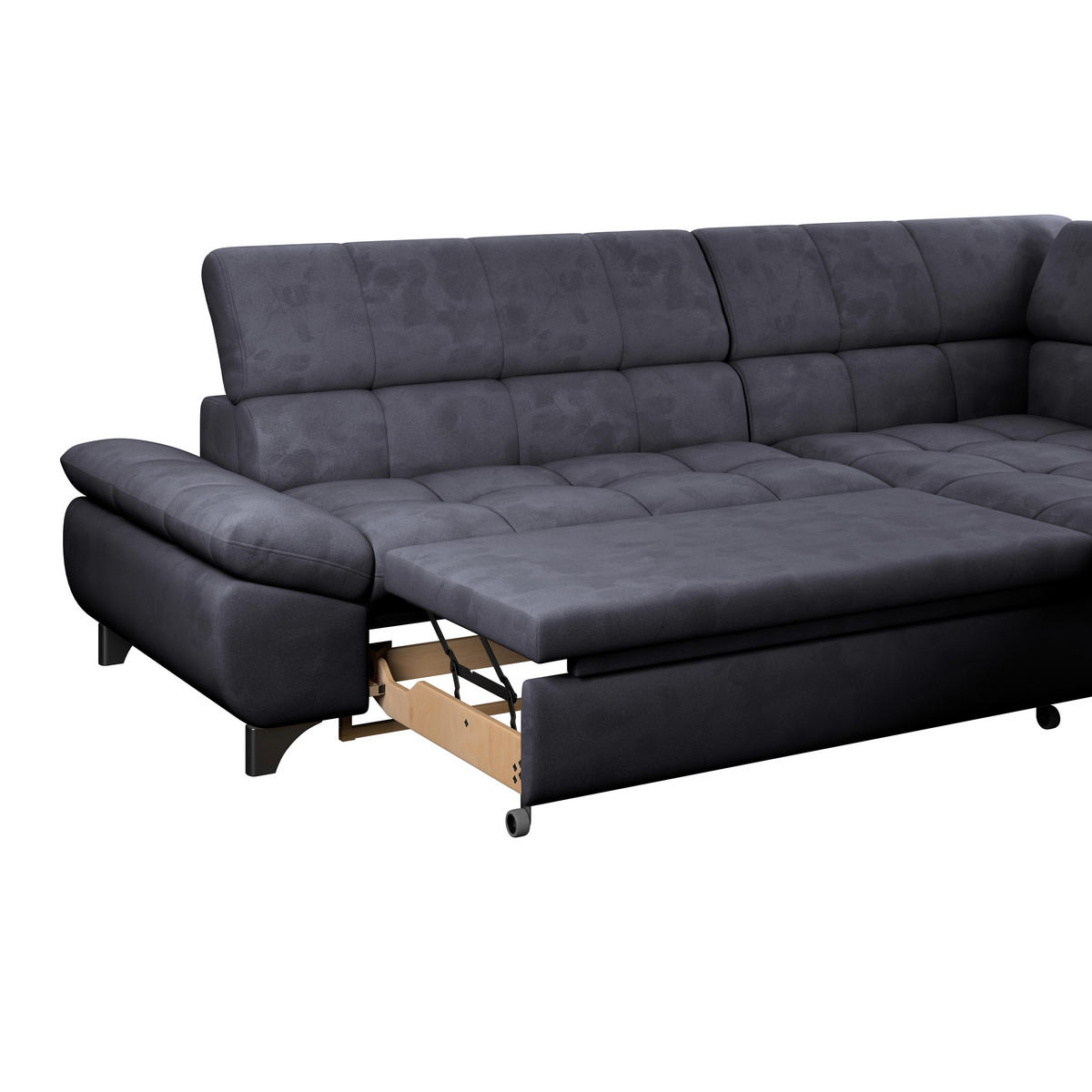 ECKSOFA Dunkelblau Chenille  - Chromfarben/Dunkelblau, KONVENTIONELL, Textil/Metall (312/234cm) - Livetastic