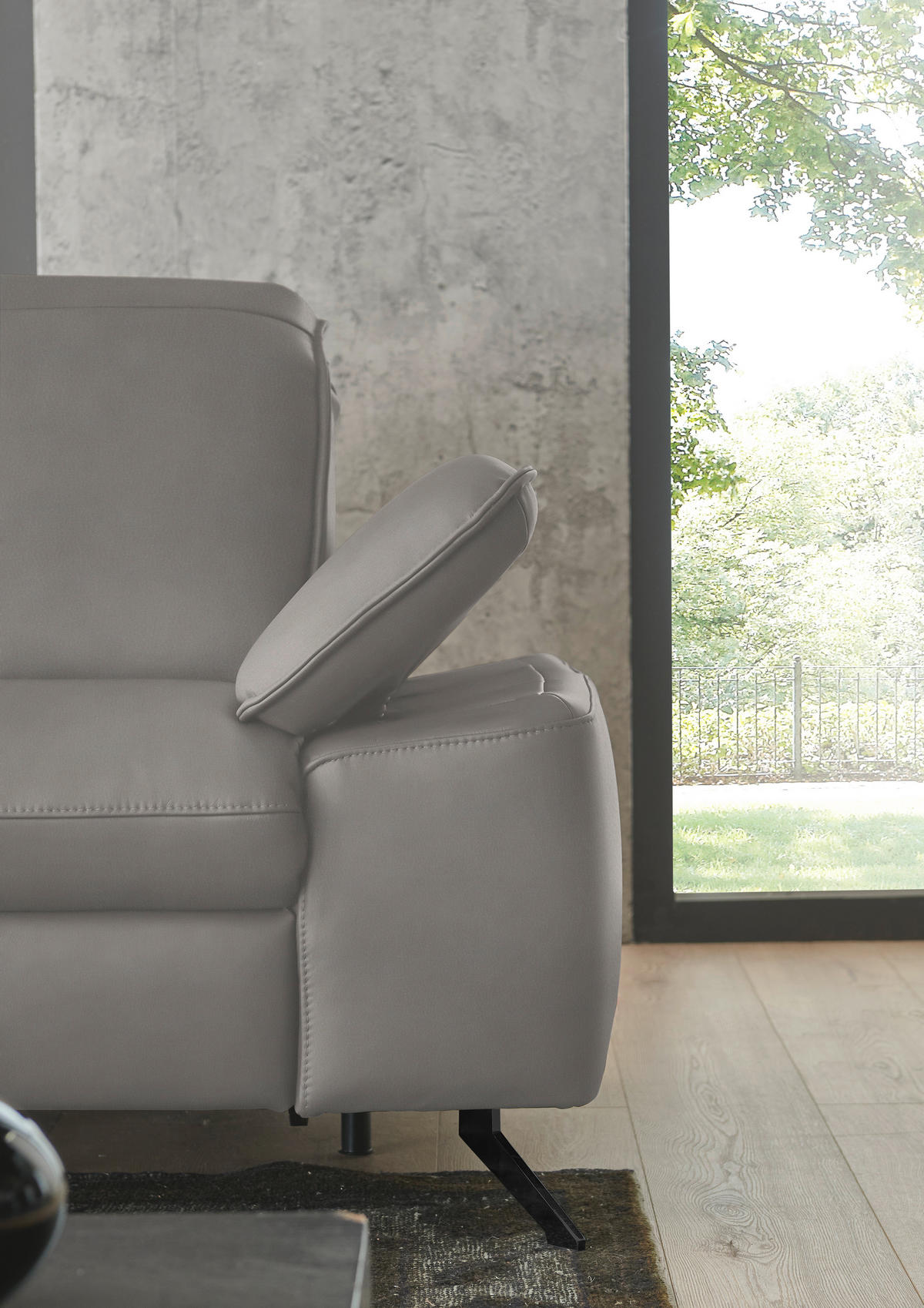 ECKSOFA  Echtleder Hellgrau  - Hellgrau/Schwarz, Design, Leder/Metall (169/307cm) - Beldomo Premium