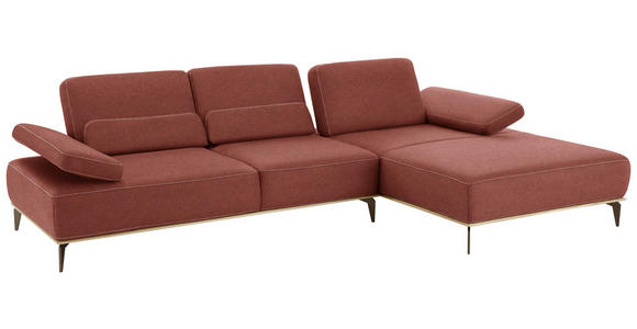 WOHNLANDSCHAFT Rot Flachgewebe - Beige/Rot, Design, Textil/Metall (298/178cm) - Valnatura