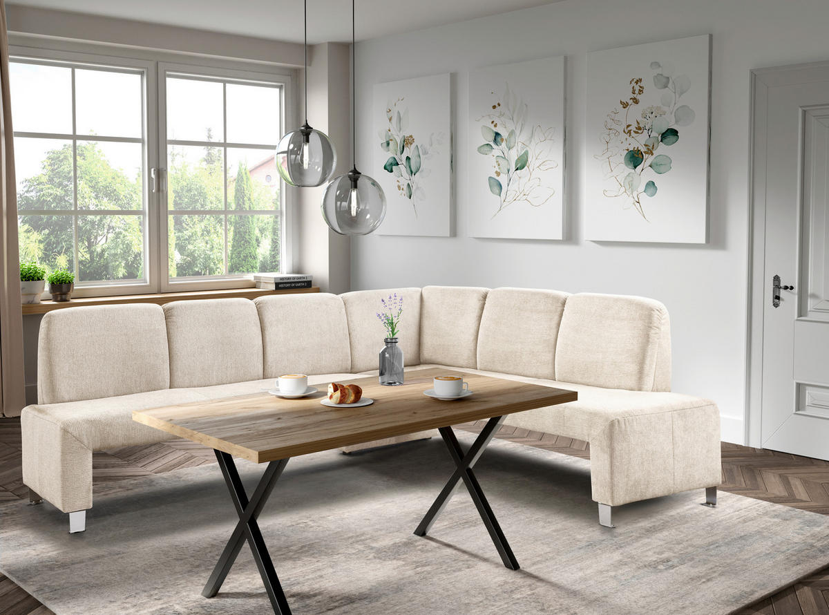 KLUPA KUTNA  bež  drvo, tekstil, drvni materijal      - srebrne boje/bež, Moderno, drvni materijal/drvo (263/198cm) - Livetastic