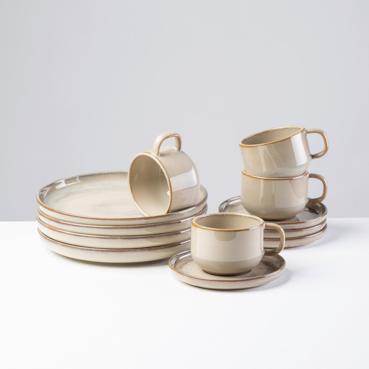 KAFFEESERVICE Beige NEBELWALD 12-teilig  - Beige, Basics, Keramik - Gipfelstück