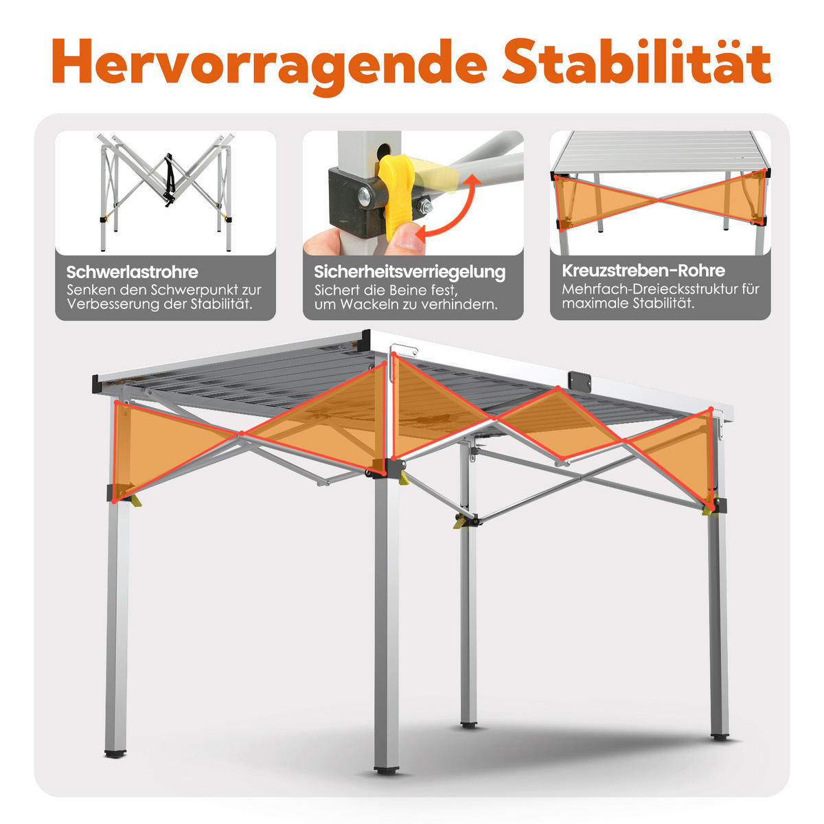 CAMPINGTISCH - Silberfarben, Basics, Metall (118/70/70cm) - Modante