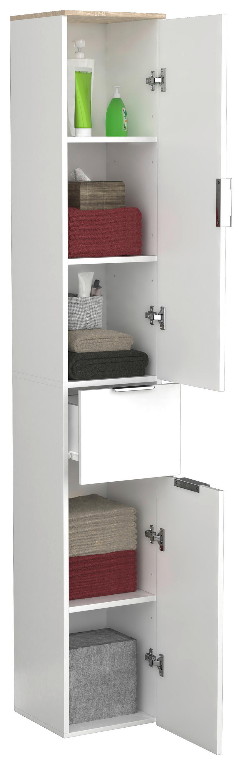 HÖGSKÅP  - vit/Sonoma ek, Modern, trämaterial (30/190/30cm) - MID.YOU