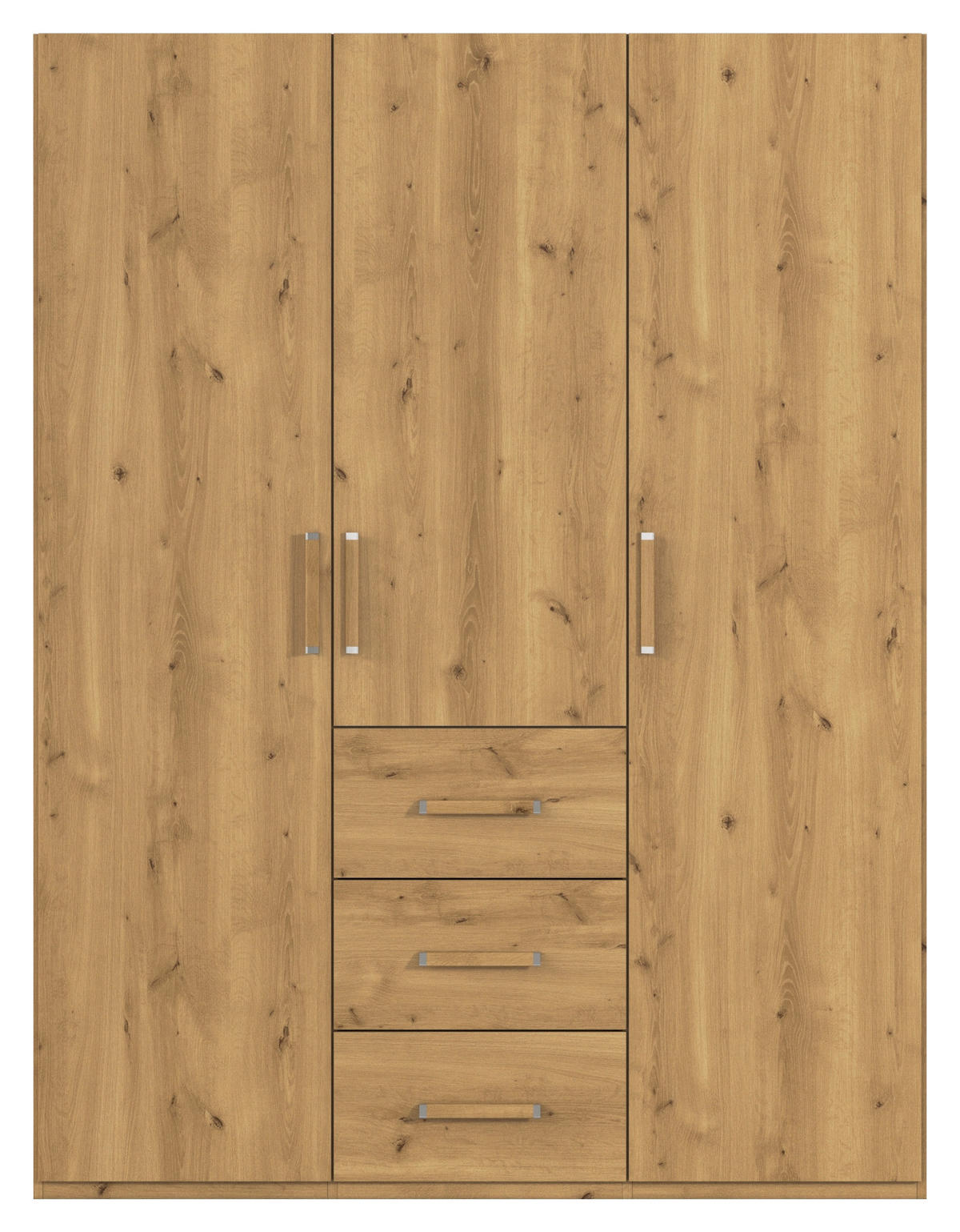 DREHTÜRENSCHRANK  in Eichefarben  - Eichefarben/Silberfarben, Design, Holzwerkstoff/Kunststoff (151/197/60cm) - Novel