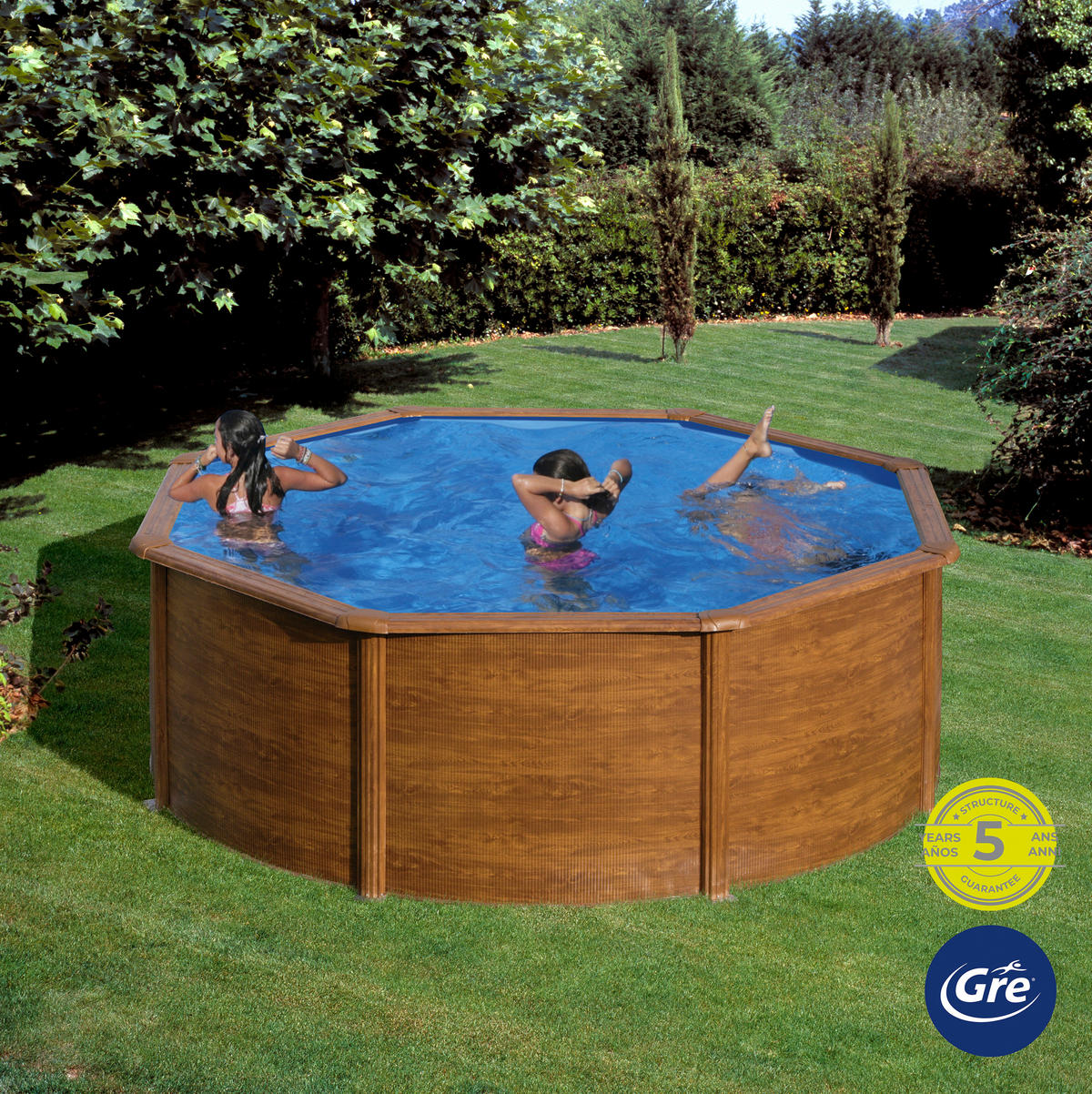 POOL-SET KIT350WQGRE 350/120 cm  - Kieferfarben, KONVENTIONELL, Metall (350/120cm) - Gre