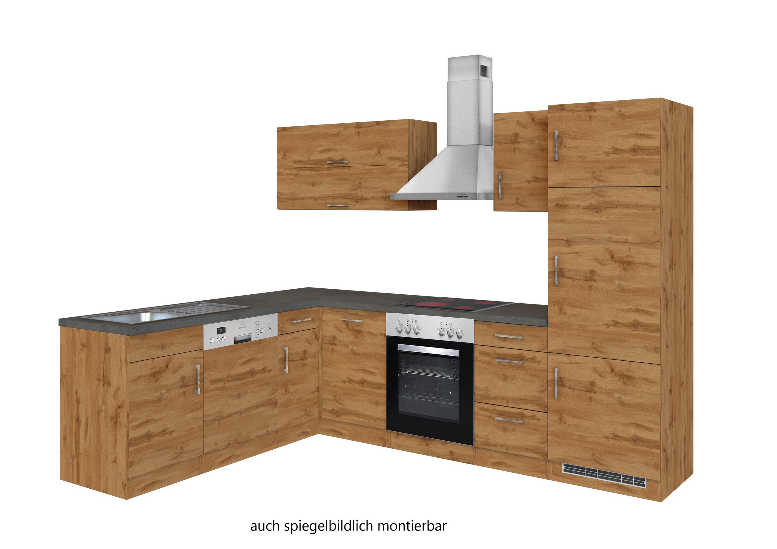 ECKKÜCHE 210/270 cm in Eichefarben - Eichefarben/Anthrazit, MODERN, Metall (210/270cm) - Held