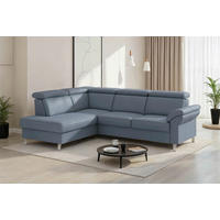 ECKSOFA 194/245 cm ARNGAST E in Echtleder Graublau Kopfteilverstellung  194/245 cm  - Chromfarben/Graublau, Basics, Leder/Textil (194/245cm) - Sit & More
