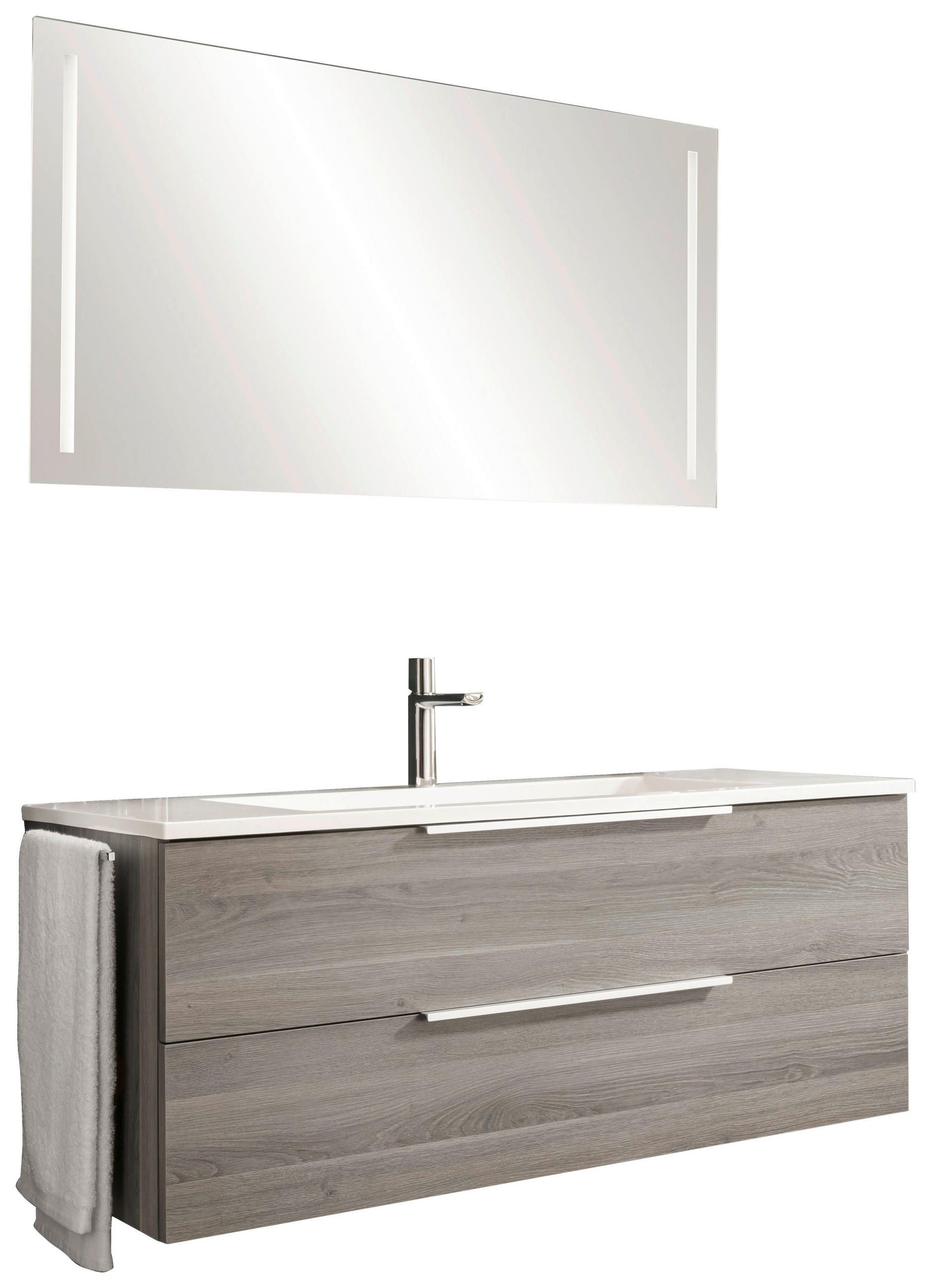 BADEZIMMER  in 120,6 cm  - Alufarben/Weiß, KONVENTIONELL, Holzwerkstoff/Metall (120,6cm) - Novel