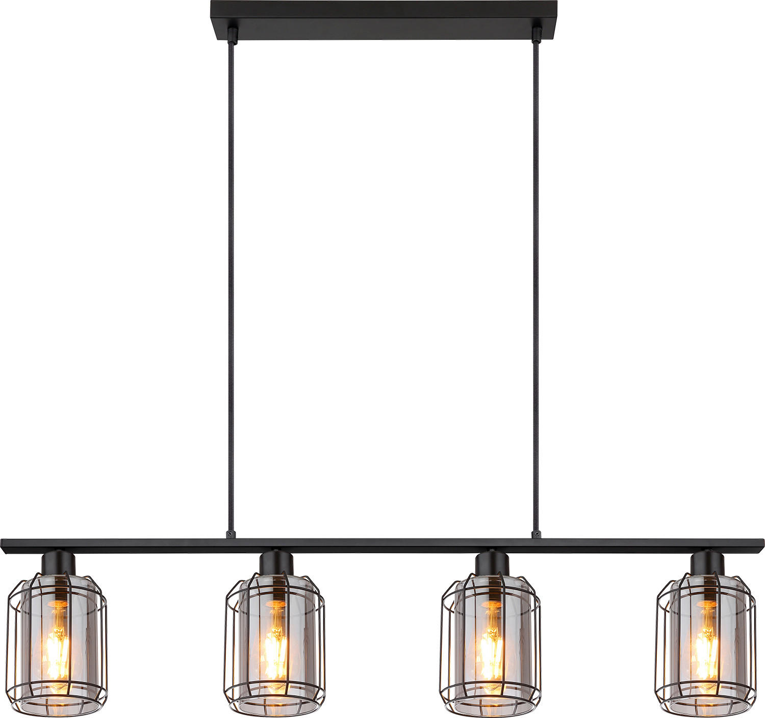 HÄNGELEUCHTE Kammi 98/13,1/120 cm  - Klar/Schwarz, Design, Glas/Kunststoff (98/13,1/120cm) - Globo