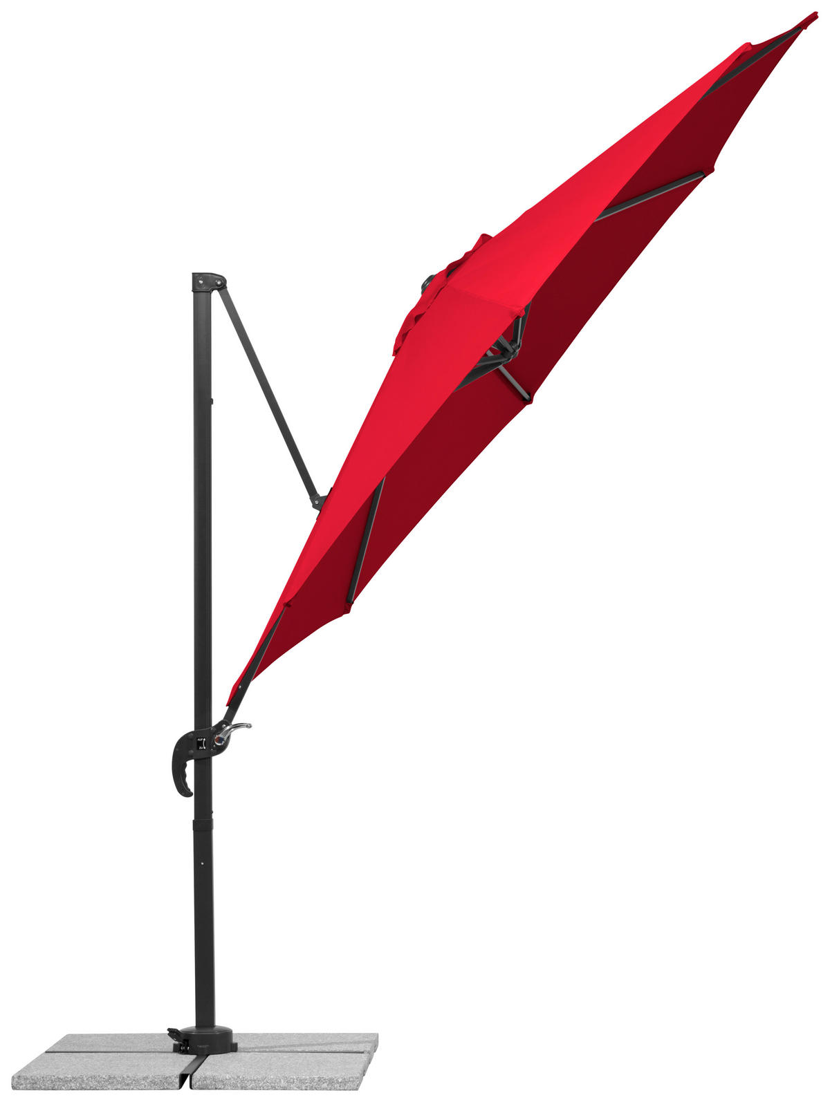 BOČNÍ SLUNEČNÍK 352/244/300 cm - antracitová/červená, Basics, kov/textil (352/244/300cm)