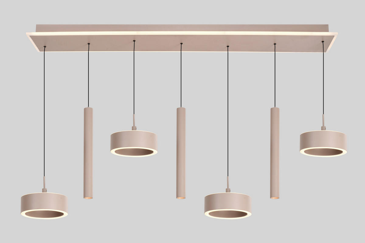 LED-HÄNGELEUCHTE Carnac 111/150/20 cm  - Sandfarben, Design, Kunststoff/Metall (111/150/20cm)