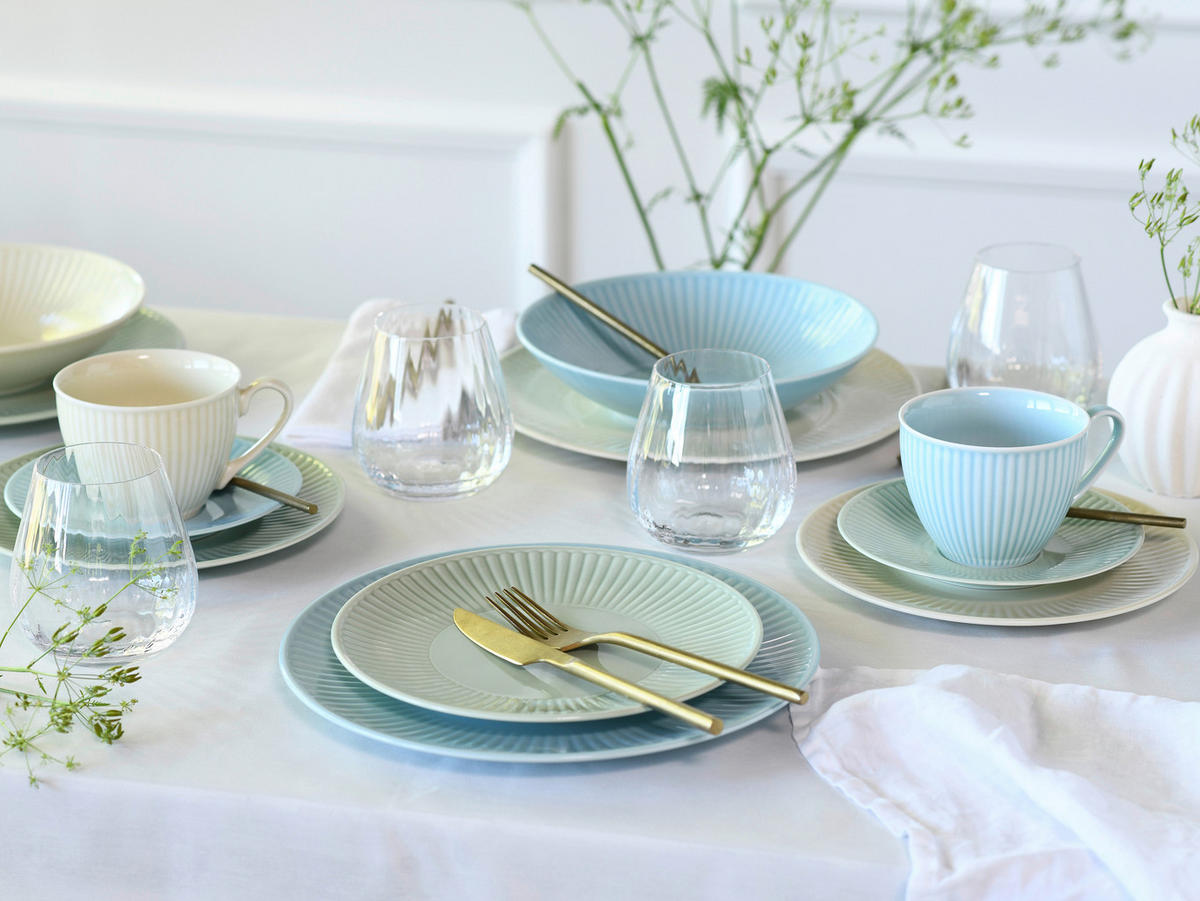 KOMBINOVANÝ SERVIS, 30-dielne, porcelán - krémová/pastelová modrá, Basics, keramika - Creatable