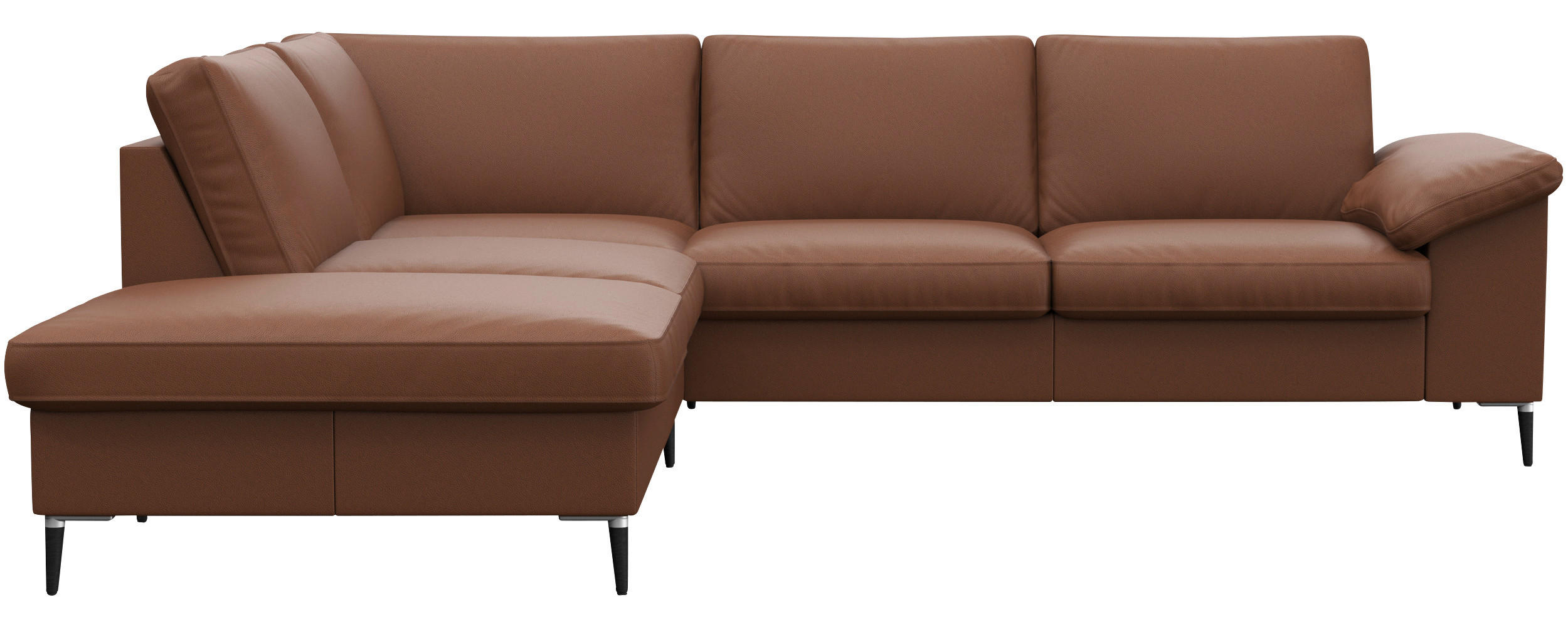 ECKSOFA Kastanienfarben Echtleder  - Kastanienfarben/Schwarz, Design, Leder/Metall (225/247cm) - Livetastic