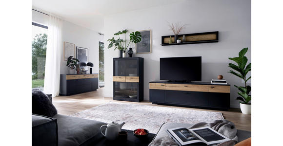 SIDEBOARD 180/80/44 cm  - Eichefarben/Anthrazit, Design, Holzwerkstoff/Metall (180/80/44cm) - Novel