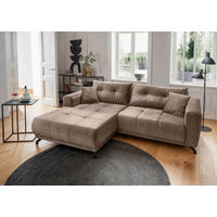 ECKSOFA Velours Hellbraun  - Hellbraun/Schwarz, Modern, Textil/Metall (177/246cm) - MID.YOU