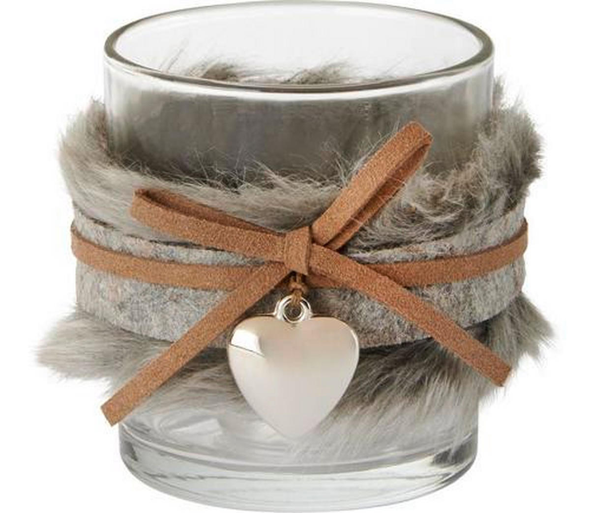 TEELICHTGLAS - Braun/Grau, LIFESTYLE, Glas/Kunststoff (7/8cm)
