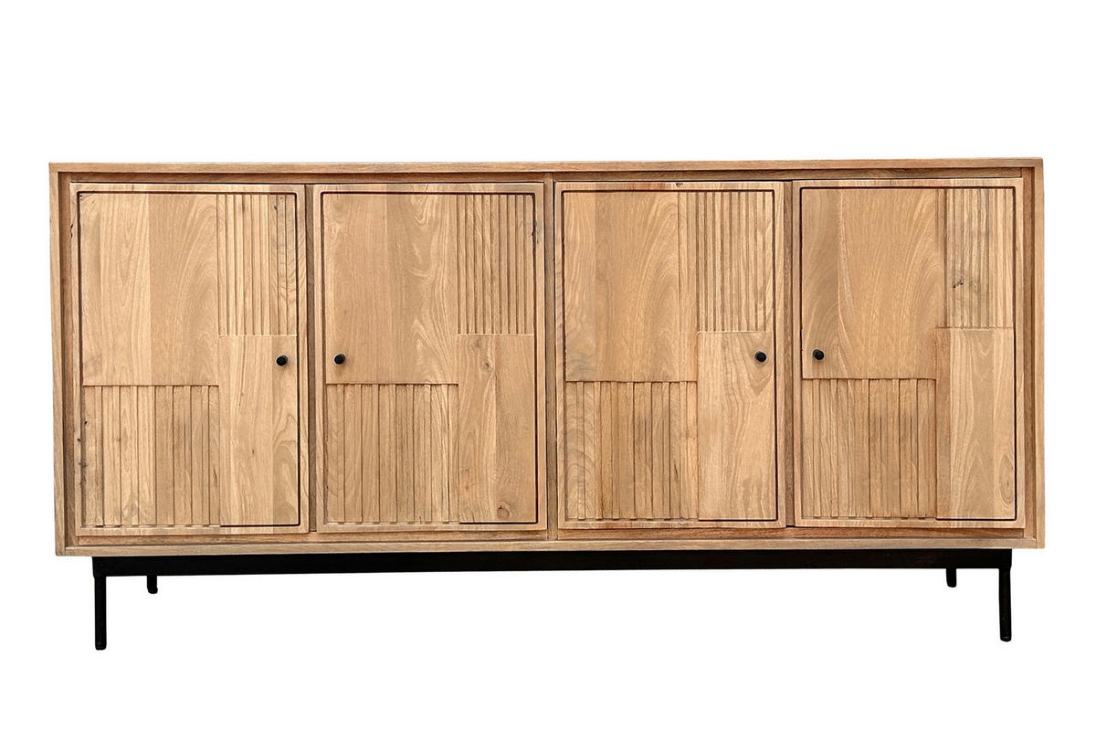 SIDEBOARD 160/80/40 cm  - Schwarz/Naturfarben, Design, Holz/Metall (160/80/40cm) - MID.YOU