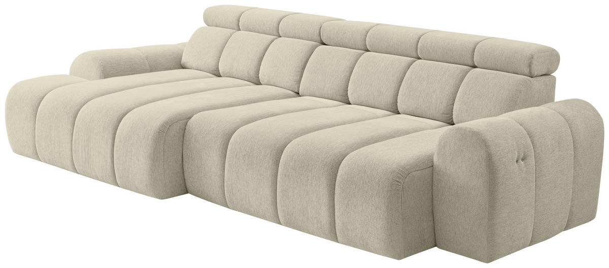 ECKSOFA  in Chenille Beige  152/290 cm  - Beige/Schwarz, Design, Kunststoff/Textil (152/290cm) - Stylife