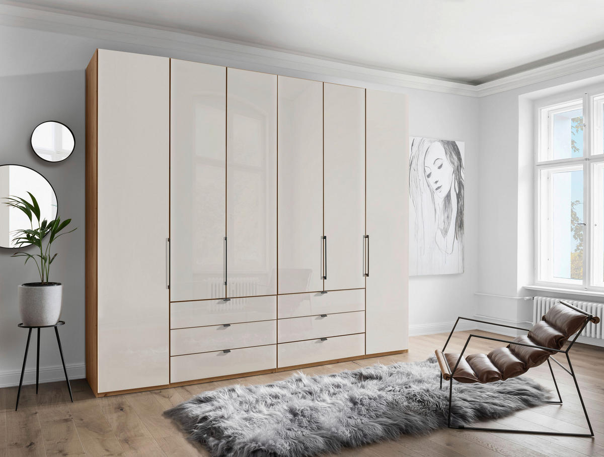 DREHTÜRENSCHRANK in Weiss, Eiche Bianco  - Schieferfarben/Weiss, Konventionell, Glas/Holzwerkstoff (250/236/58cm) - Dieter Knoll