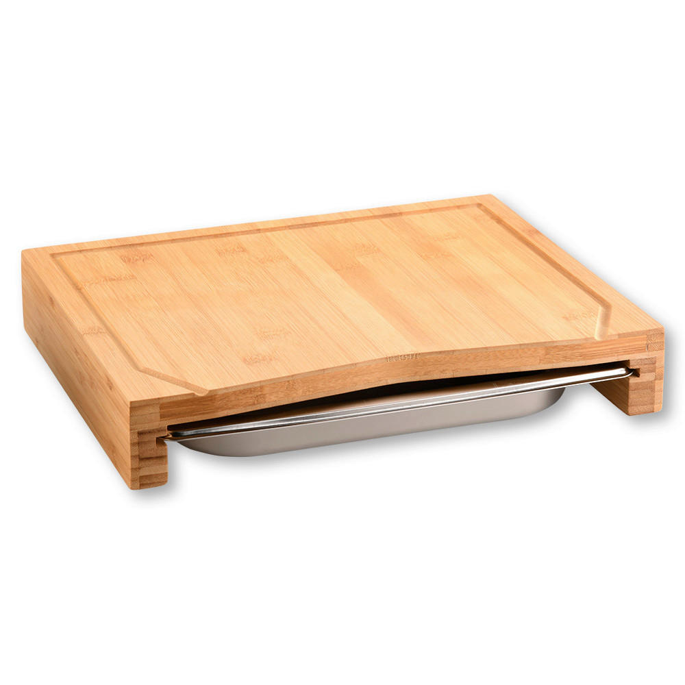 SCHNEIDEBRETT Holz, Metall Bambus - Hellbraun/Edelstahlfarben, Basics, Holz/Metall (36,5/6,8/28,5cm) - Kesper