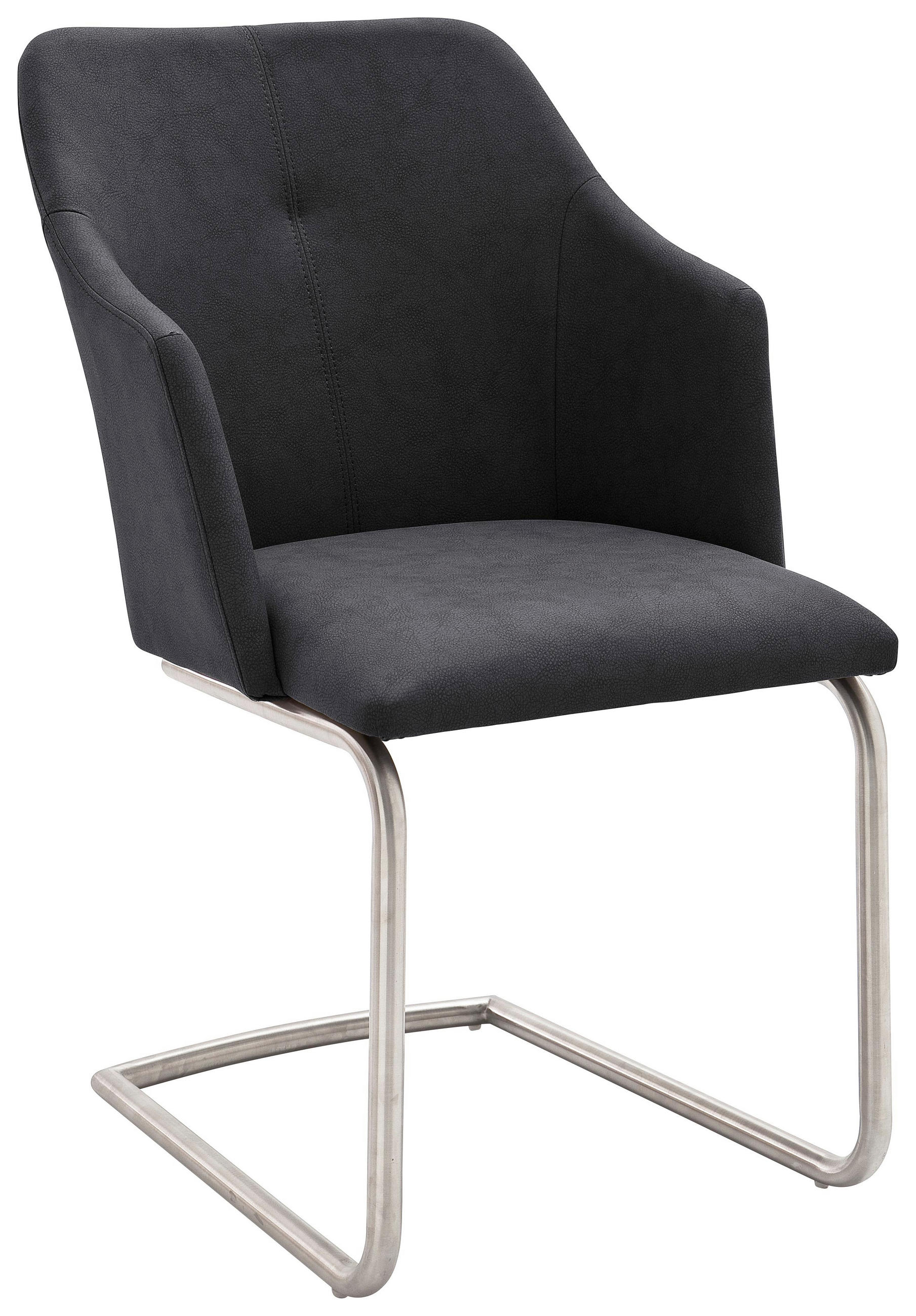 Schwingstuhl in Metall, Textil Anthrazit, Edelstahlfarben