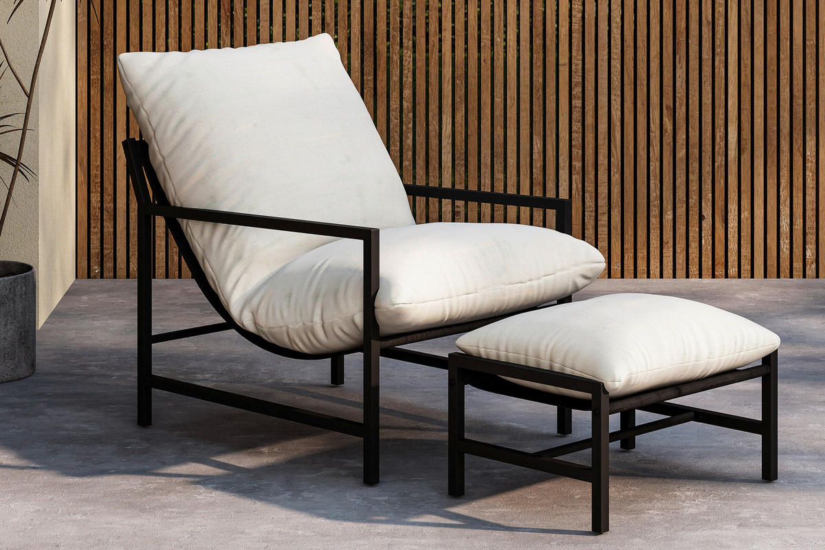 LOUNGESESSEL  - Schwarz/Weiß, MODERN, Textil/Metall (70/68/86cm) - Gardenson