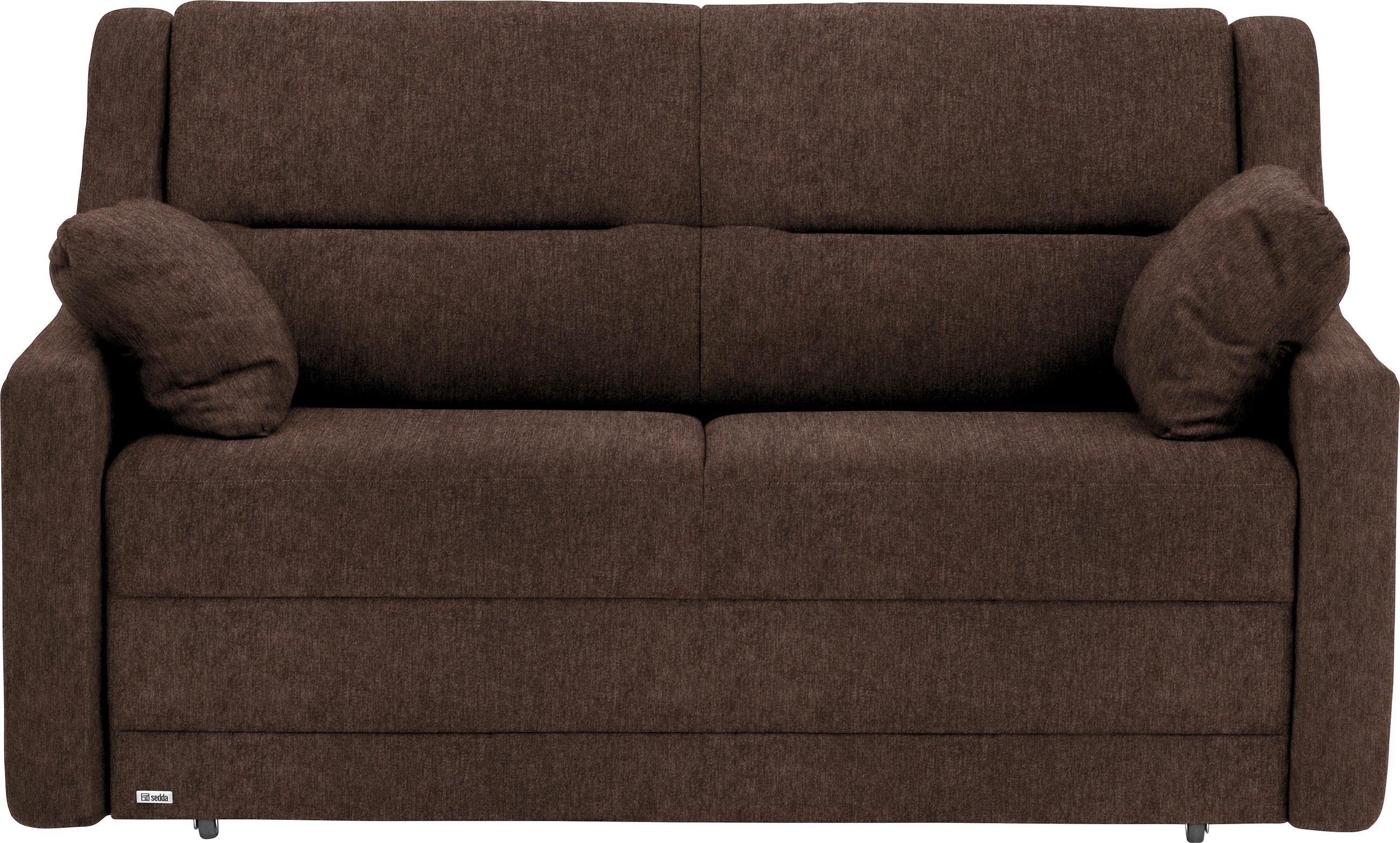 SCHLAFSOFA  mit Lederauswahl, Stoffauswahl, Schlafen auf Sitzhöhe, Hocker erhältlich, Rückenfutter Flachgewebe Braun  - Schwarz/Braun, KONVENTIONELL, Kunststoff/Textil (152/88/91cm) - Sedda