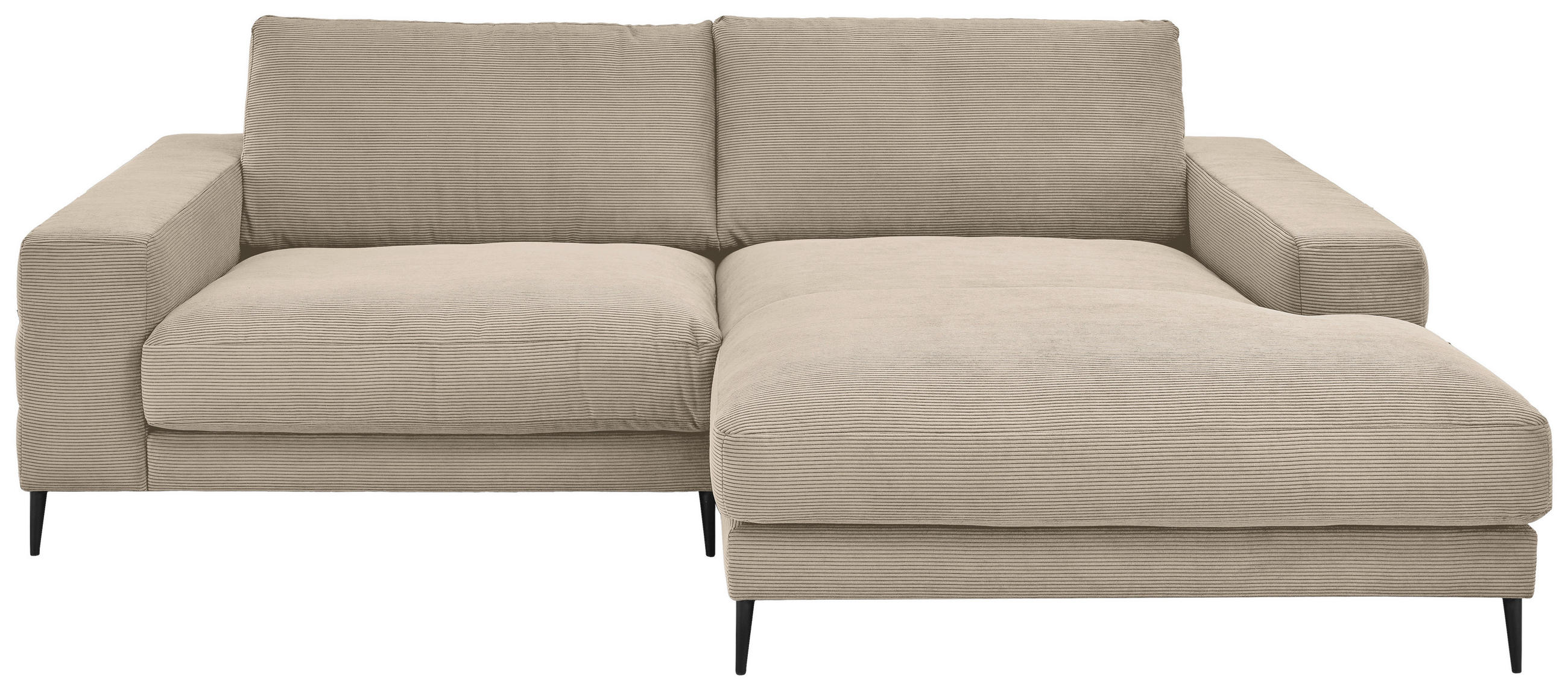 ECKSOFA Sandfarben Feincord Rücken echt  - Sandfarben/Schwarz, Design, Textil/Metall (253/177cm) - Dieter Knoll