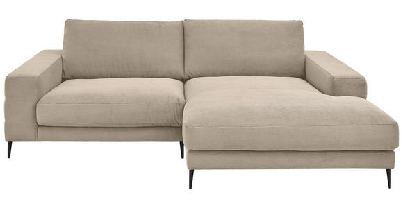 ECKSOFA Sandfarben Feincord Rücken echt  - Sandfarben/Schwarz, Design, Textil/Metall (253/177cm) - Dieter Knoll