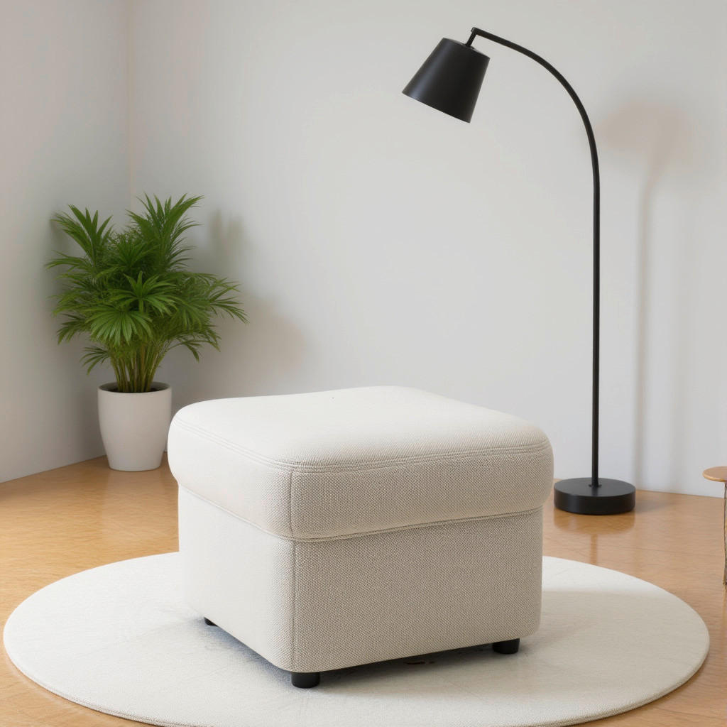 HOCKER FLORES FK Mikrofaser Creme  - Creme/Schwarz, KONVENTIONELL, Kunststoff/Textil (60/42/60cm) - MID.YOU