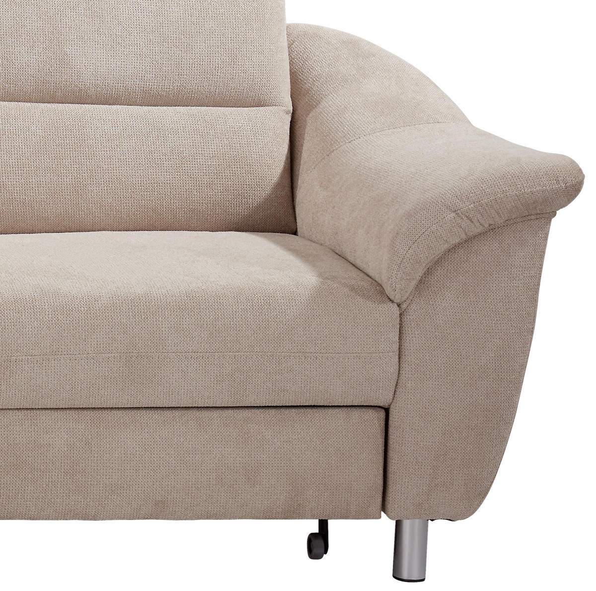 ECKSOFA in Velours Beige  - Beige/Silberfarben, Konventionell, Textil/Metall (197/248cm) - Livetastic