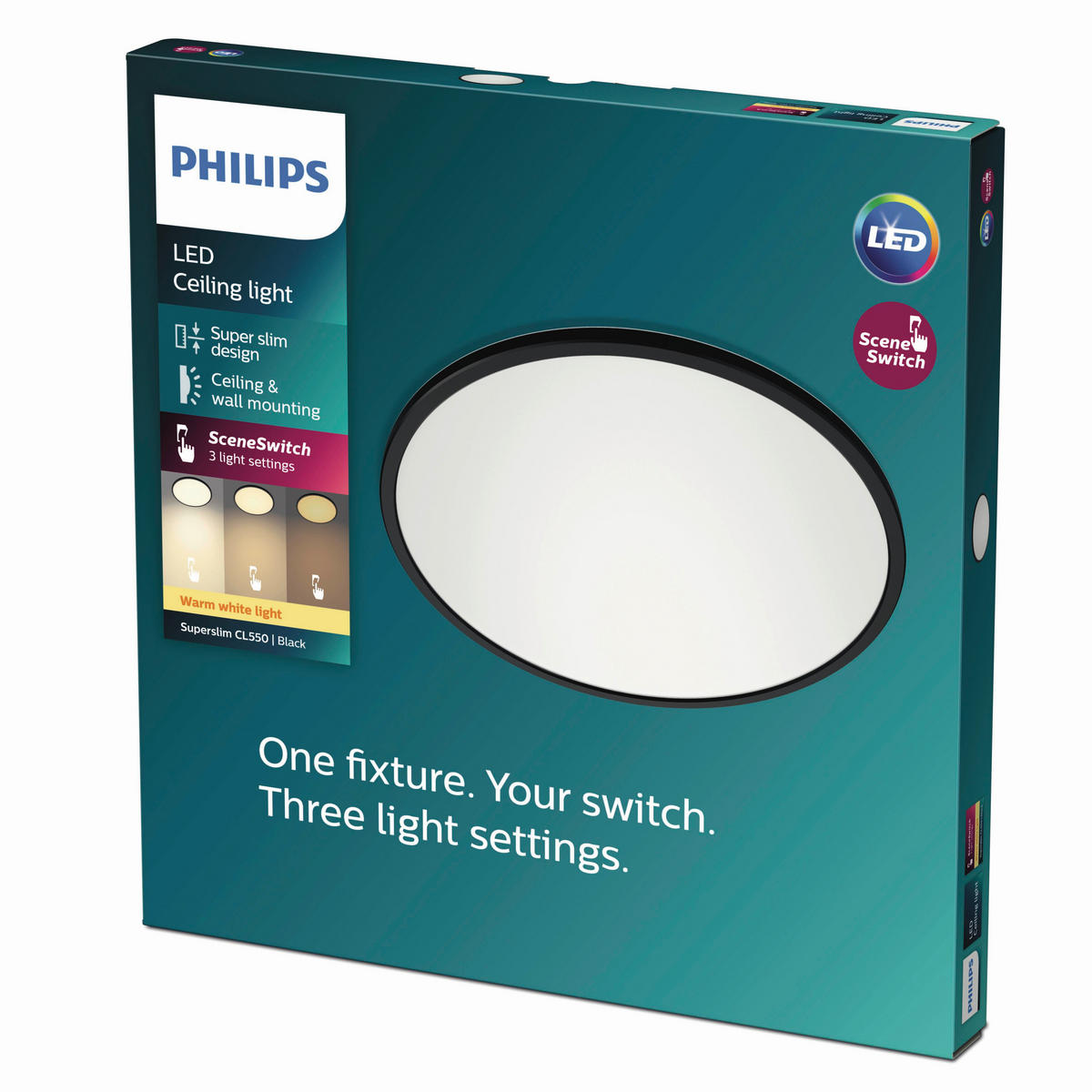 LED-DECKENLEUCHTE 29,5/29,5/2,3 cm   - Schwarz, Basics, Kunststoff (29,5/29,5/2,3cm) - Philips