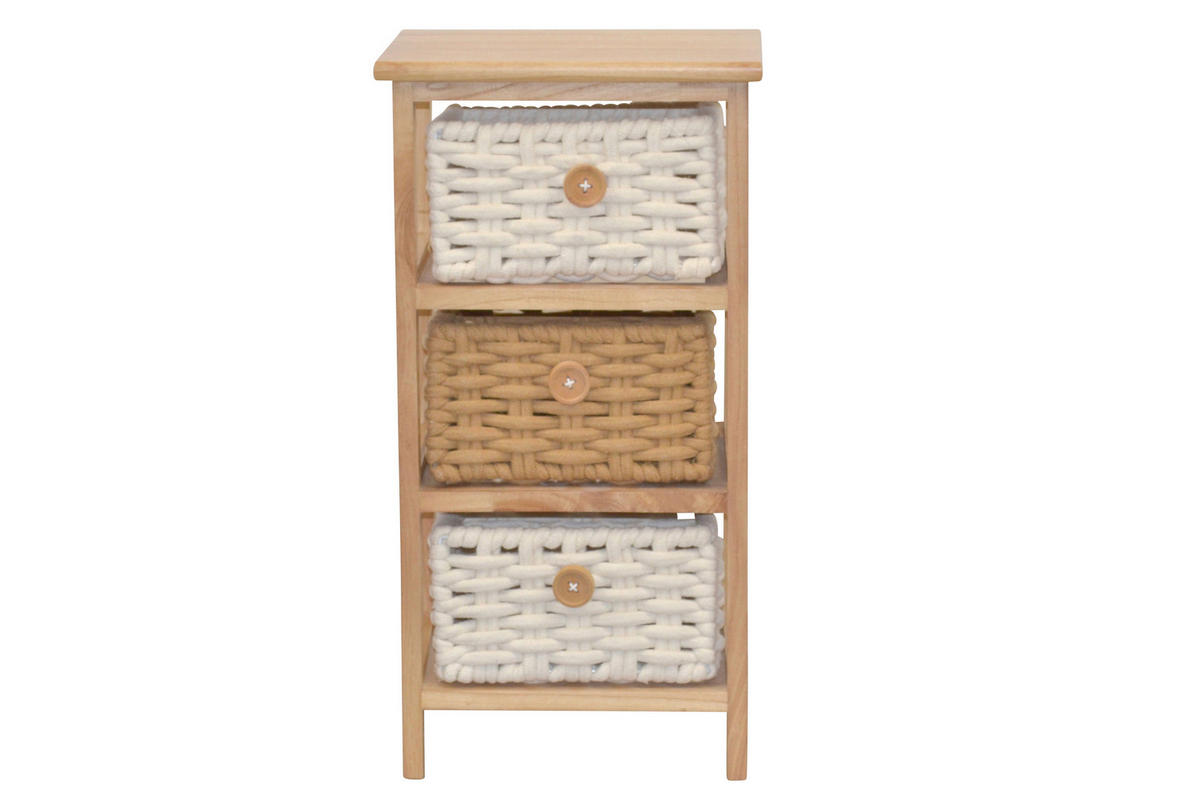 KOMMODE , , 3 Schublade(n)  - Creme/Braun, Design, Holz/Textil (25/30/58cm) - MID.YOU