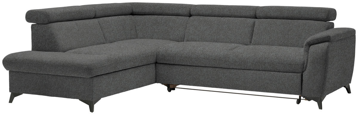 ECKSOFA in Teddystoff Grau  - Schwarz/Grau, Design, Textil/Metall (203/260cm) - Stylife