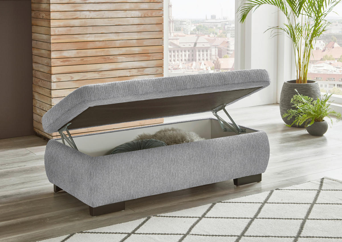 ECKSOFA in Flachgewebe Greige  - Greige/Schwarz, Design, Textil/Metall (174/297cm) - Beldomo Style