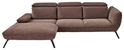 ECKSOFA in Cord Taupe  - Taupe/Schwarz, Design, Textil/Metall (202/301cm) - Moderano