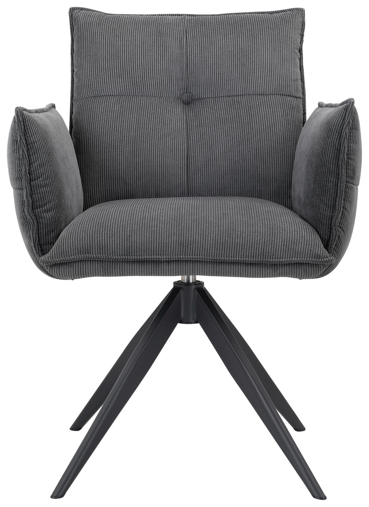 ARMLEHNSTUHL  in Eisen Cord  - Anthrazit/Schwarz, Design, Textil/Metall (63,5/85/63,5cm) - Novel
