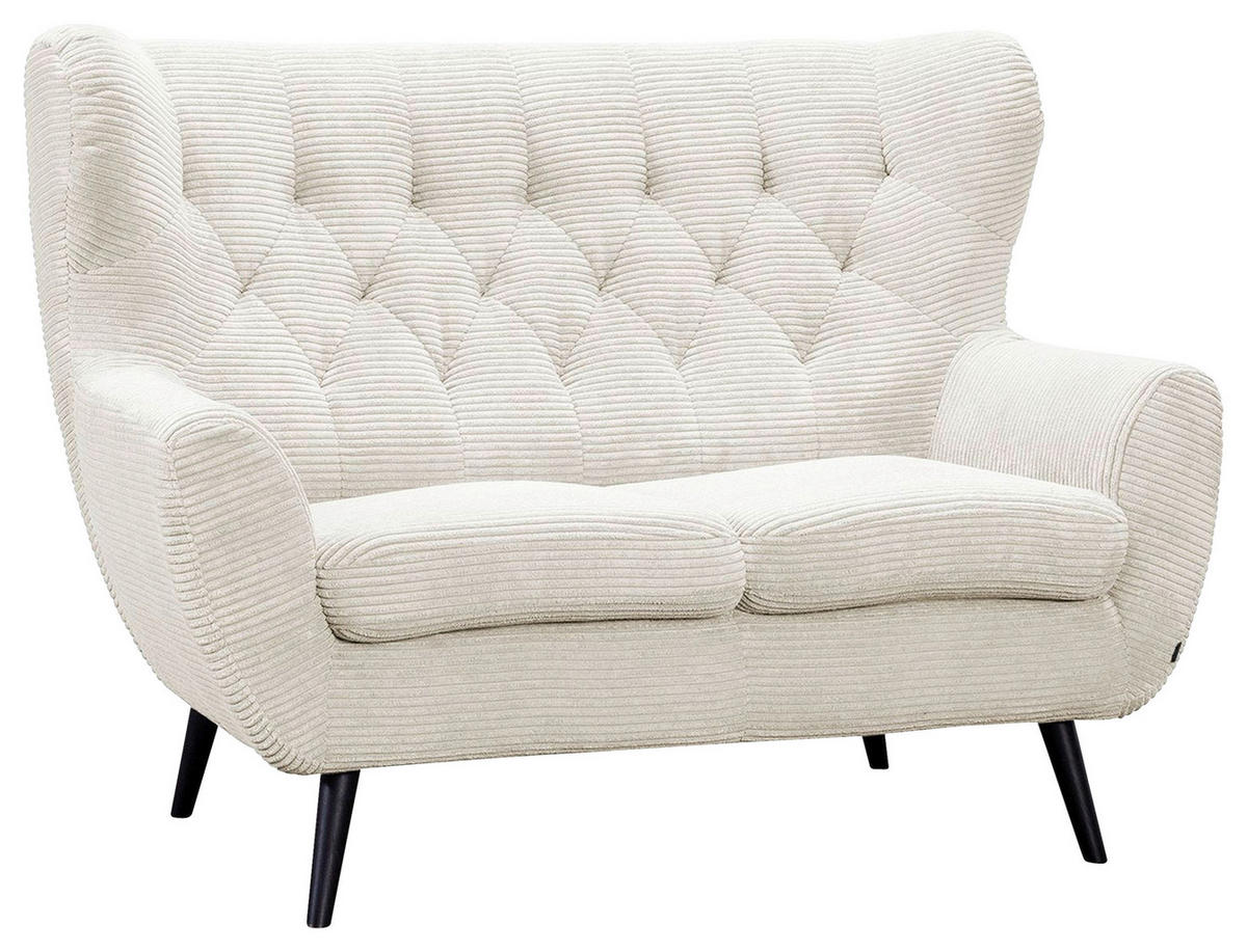 2-SITZER-SOFA Cord Creme  - Creme/Schwarz, Design, Holz/Textil (137/101/95cm) - Stylife
