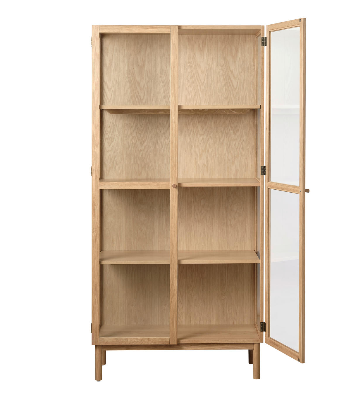 VITRINE in massiv, teilmassiv Eiche Eichefarben  - Eichefarben, Basics, Glas/Holz (90/190/40cm) - Boxxx