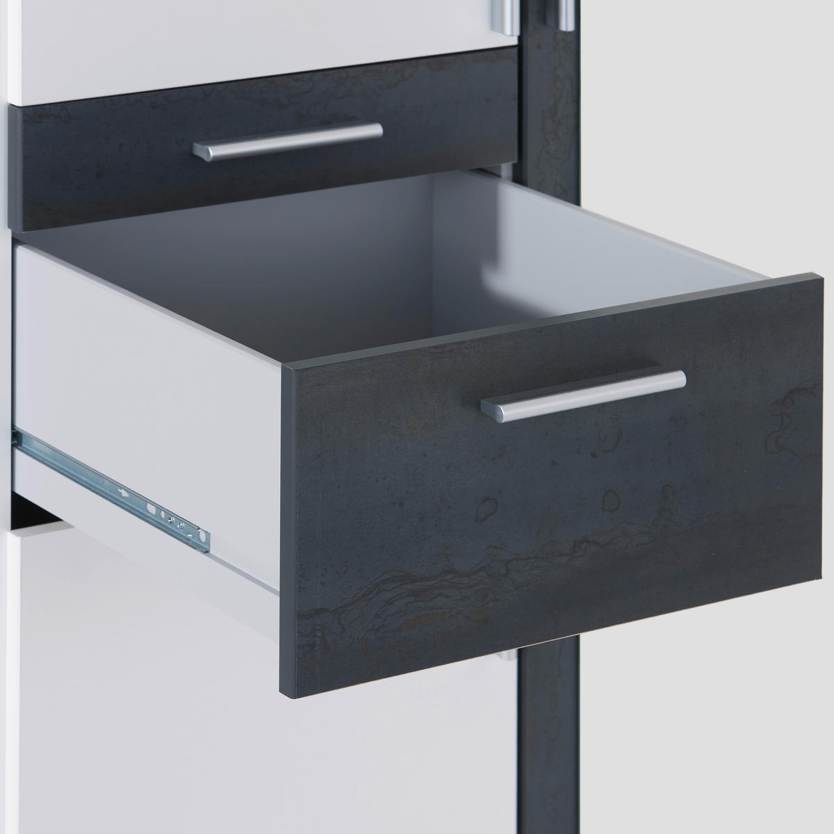 KLEIDERSCHRANK in Graphitfarben, Grau, Weiss  - Weiss/Silberfarben, Modern, Holzwerkstoff/Kunststoff (135/199/58cm) - MID.YOU