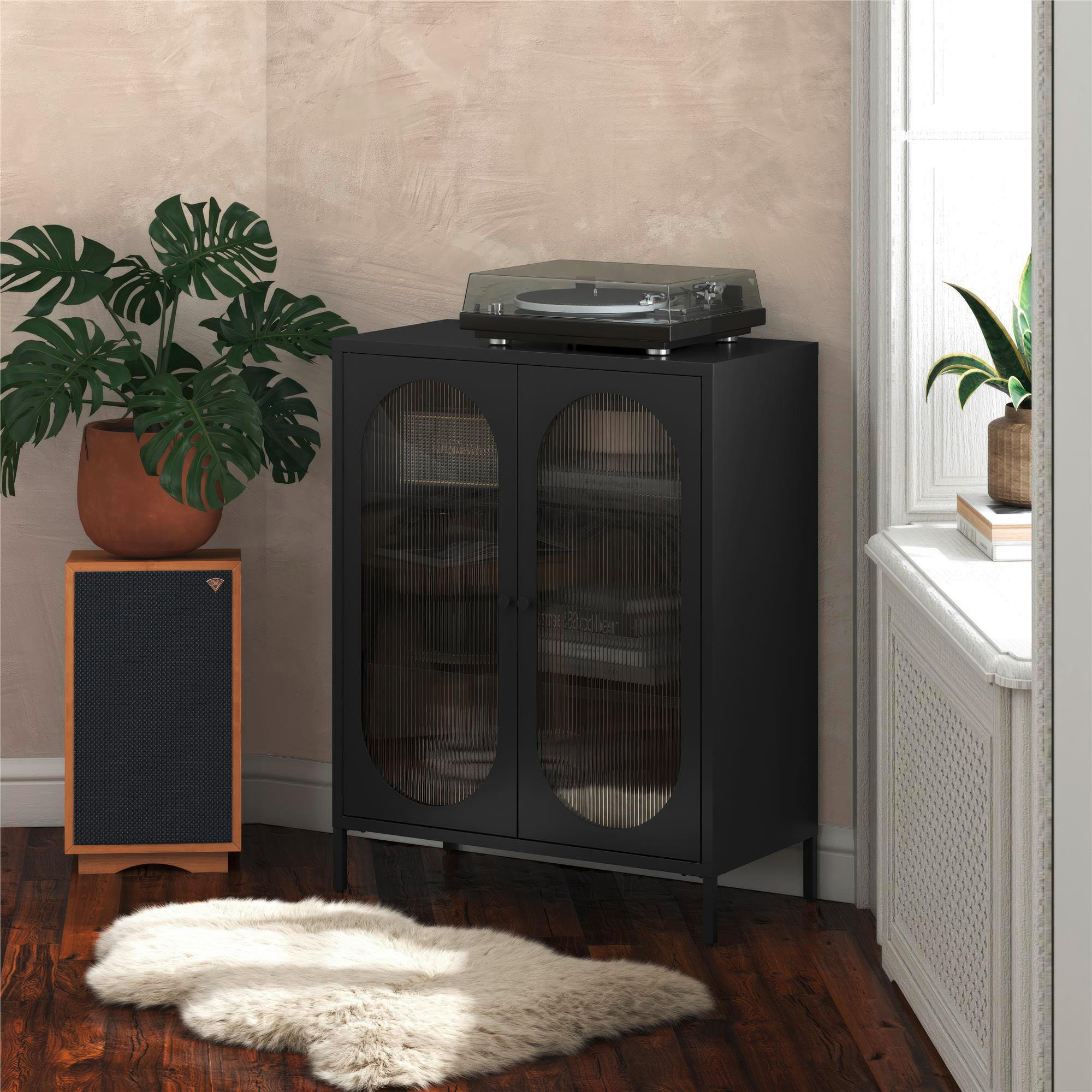 HIGHBOARD Luna   in 80/102/40 cm  - Schwarz, Design, Glas/Metall (80/102/40cm) - MID.YOU